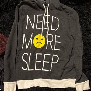 On Fire Gray Sweater with 'Need More Sleep' Design